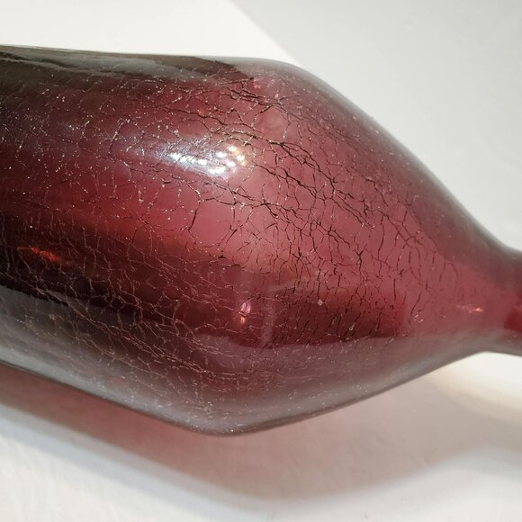 Pilgrim Glass Hand Blown Bottle Decanter, 13" Crackle Art Amethyst Purple MCM - Picture 9 of 10